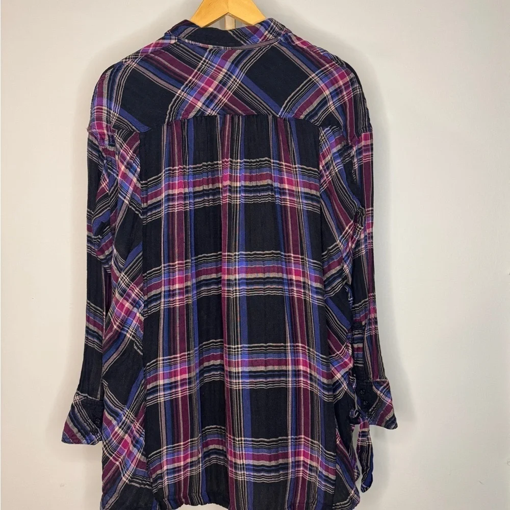 Free People Multicolor Plaid Oversized Shirt Mini Dress